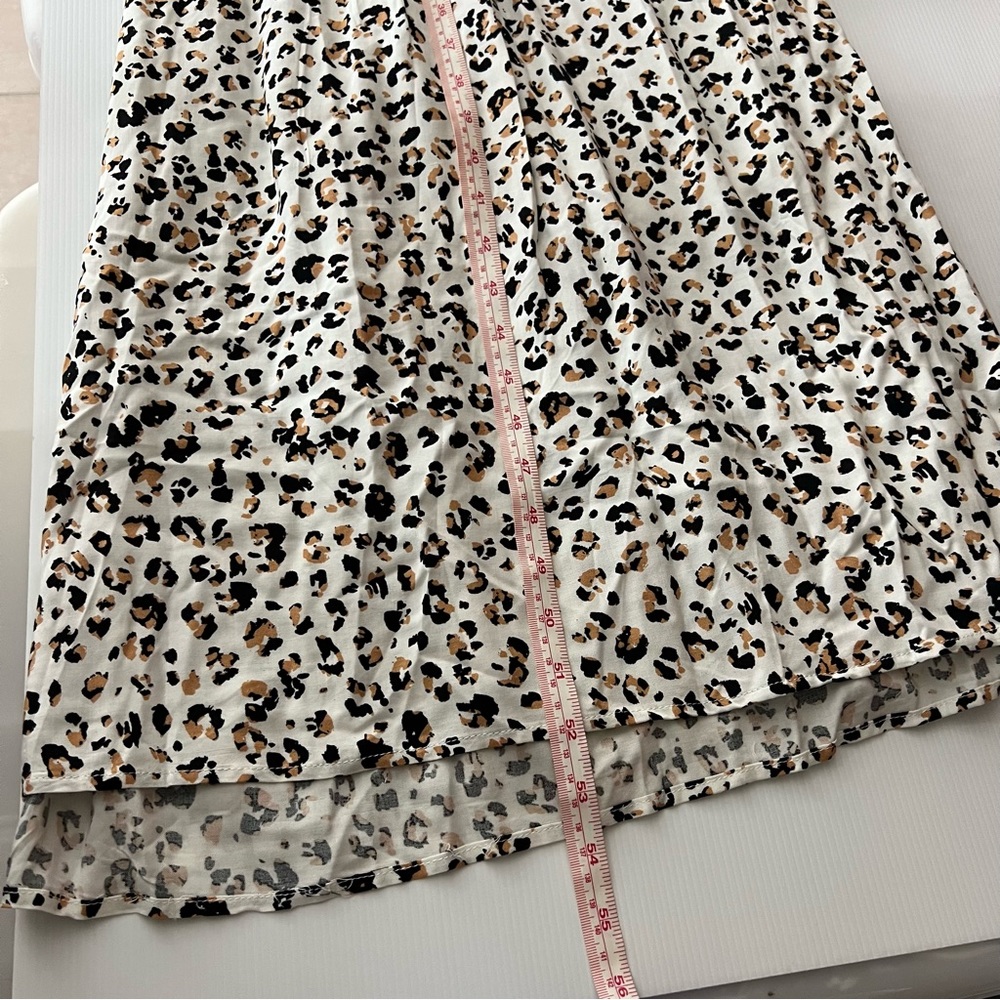 Ebby & I Maxi Dress White Leopard Animal Print Pockets Long Boho Size 10 NWT New - Picture 15 of 15